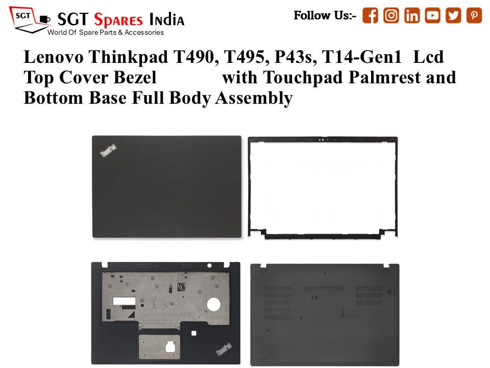 Lenovo Thinkpad T14 Gen1 Laptop Lcd Top Cover Bezel with Touchpad Palmrest and Bottom Base Full Body Assembly