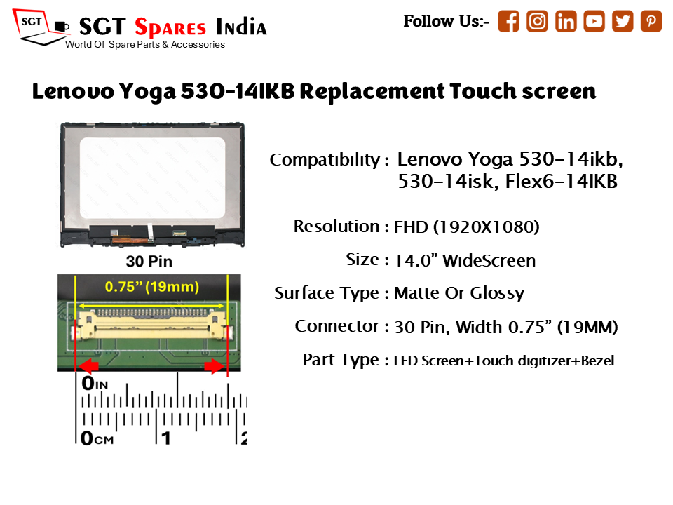 Lenovo Yoga 530-14IKB, 530-14ISK 30 PIN Laptop Screen
