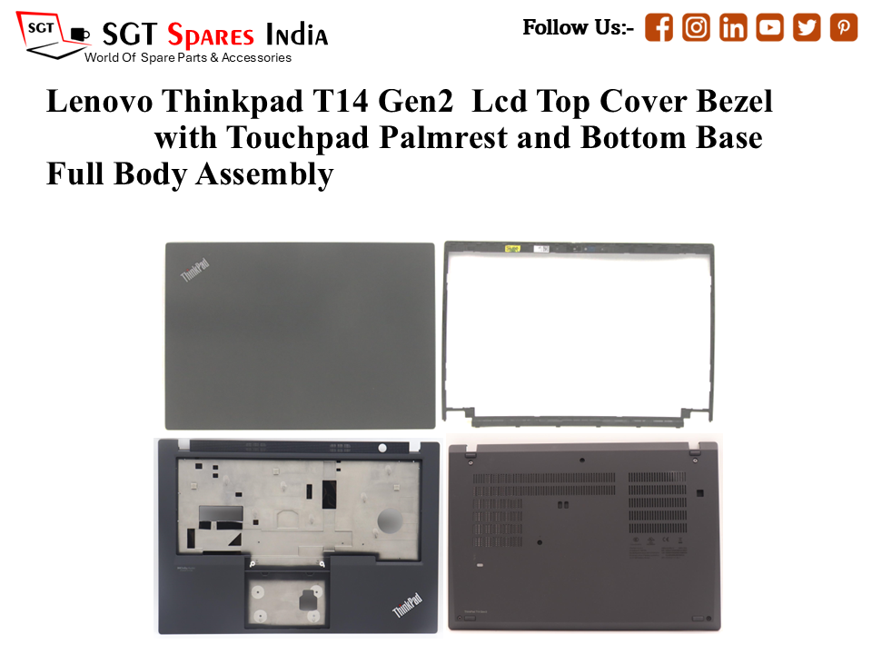 Lenovo Thinkpad T14 Gen2 Laptop Lcd Top Cover Bezel with Touchpad Palmrest and Bottom Base Full Body Assembly