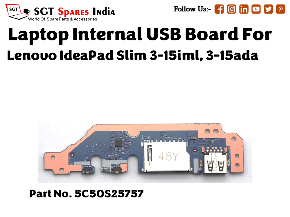 laptop Internal USB or IO board For Lenovo IdeaPad Slim 3 15iml, 3 15ada Part no. 5C50S25757