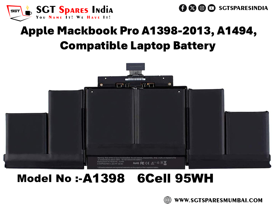 A1494 FOR Apple Mackbook Pro A1398-2013, A1494, Compatible Laptop Battery