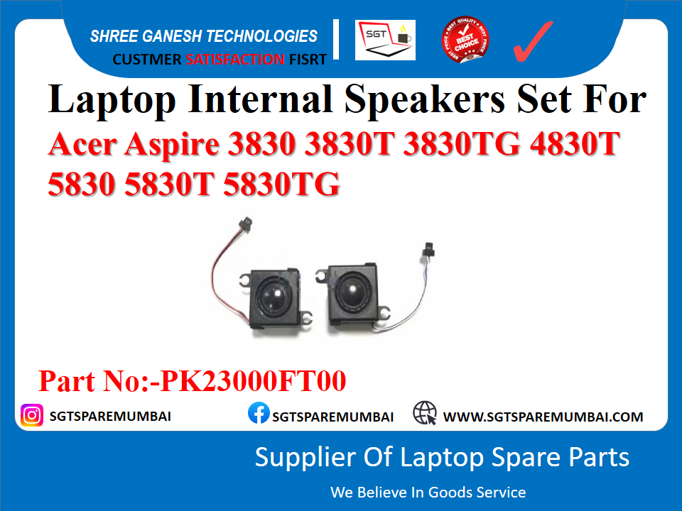 Acer Aspire 3830 3830T 3830TG 4830T 5830 5830T 5830TG के लिए लैपटॉप इंटरनल स्पीकर सेट पार्ट नंबर:-PK23000FT00