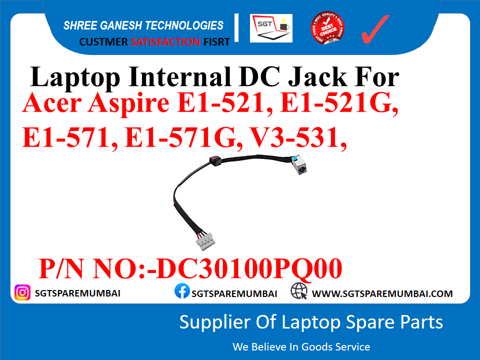 Laptop Internal DC Jack For Acer Aspire E1-521, E1-521G,e1-531, E1-531G E1-571, E1-571G, V3-531, NE56R P/N NO:-DC30100P000