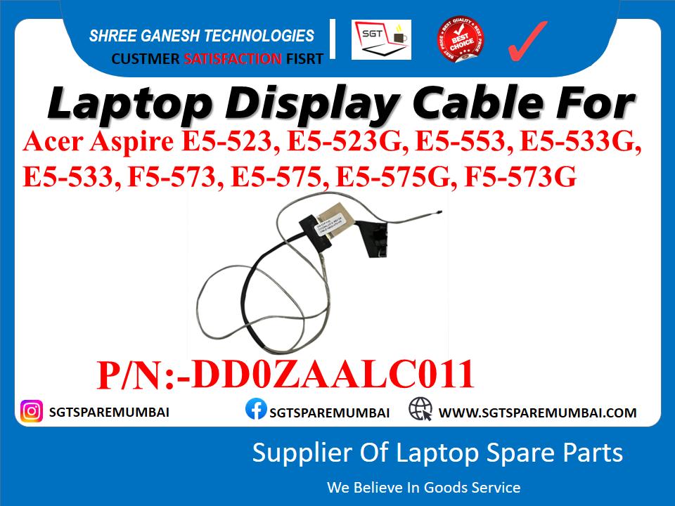 Acer Aspire E5-523, E5-523G, E5-553, E5-533G, E5-533, F5-573, E5-575, E5-575G, F5-573G के लिए लैपटॉप डिस्प्ले केबल P/N:-DDOZAALC011