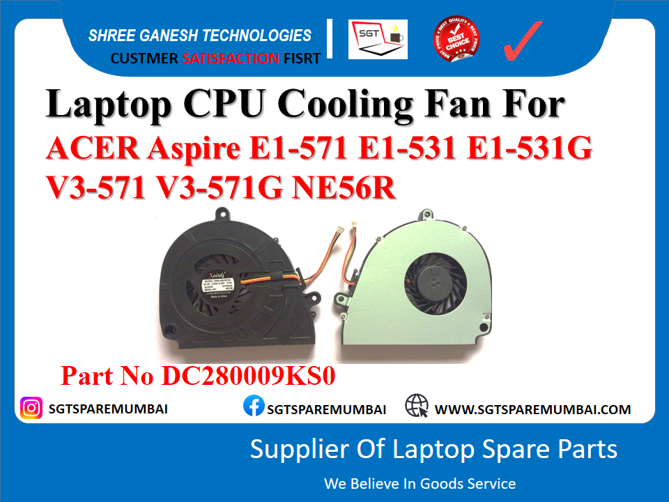 लैपटॉप CPU कूलिंग फैन ACER Aspire E1-571 E1-531 E1-531G V3-571 V3-571G NE56R पार्ट नंबर DC280009KS0 के लिए