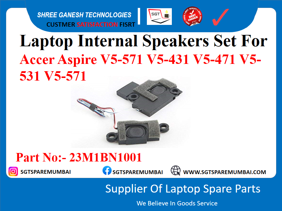 Laptop Internal Speakers Set For Accer Aspire V5-571 V5-431 V5-471 V5- 531 V5-571 Part No:- 23M1BN1001