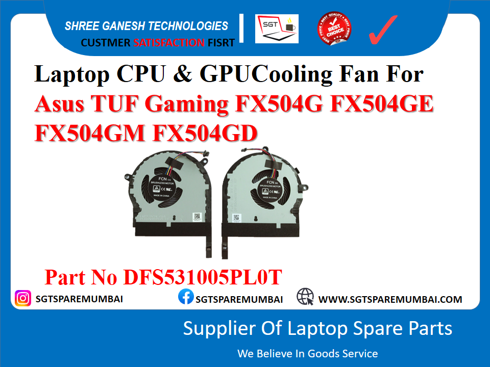 рд▓реИрдкрдЯреЙрдк CPU рдФрд░ GPU рдХреВрд▓рд┐рдВрдЧ рдлреИрди Asus TUF рдЧреЗрдорд┐рдВрдЧ FX504G FX504GE FX504GM FX504GD рдкрд╛рд░реНрдЯ рдирдВрдмрд░ DFS531005PLOT рдХреЗ рд▓рд┐рдП