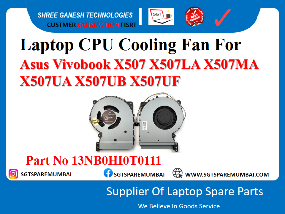 लैपटॉप CPU कूलिंग फैन Asus Vivobook X507 X507LA X507MA X507UA X507UB X507UF पार्ट नंबर 13NBOHIOT0111 के लिए