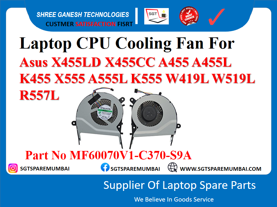 लैपटॉप CPU कूलिंग फैन Asus X455LD X455CC A455 A455L K455 X555 A555L K555 W419L W519L R557L पार्ट नंबर MF60070V1-C370-S9A के लिए