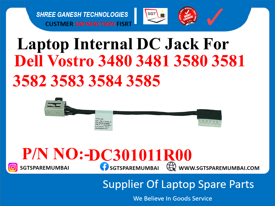 Dell Vostro 3480 3481 3580 3581 3582 3583 3584 3585 P/N NO:-─РC301011R00 рдХреЗ рд▓рд┐рдП рд▓реИрдкрдЯреЙрдк рдЗрдВрдЯрд░рдирд▓ DC рдЬреИрдХ