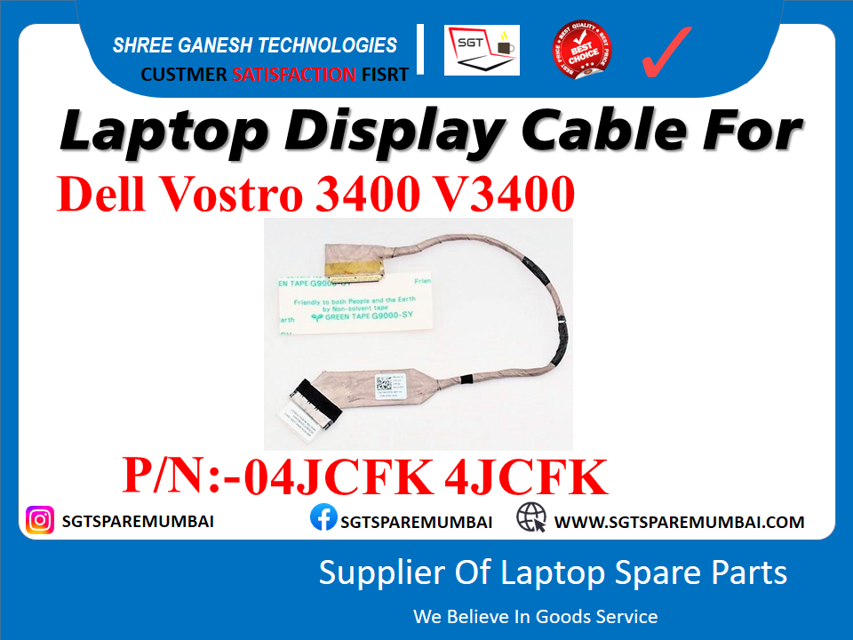 Laptop Display Cable For Dell Vostro 3400 V3400 P/N:-04JCFK 4JCFK BEFORE 2015