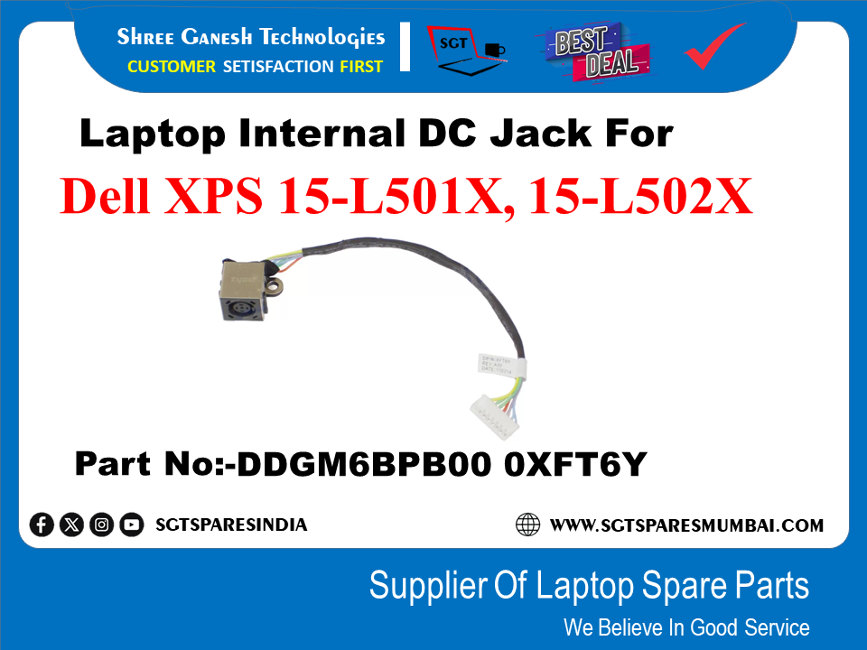 Dell XPS 15-L.501X, 15-L502X рдХреЗ рд▓рд┐рдП рд▓реИрдкрдЯреЙрдк рдЗрдВрдЯрд░рдирд▓ DC рдЬреИрдХ рдкрд╛рд░реНрдЯ рдирдВрдмрд░:-DDGM6BPB00 OXFT6Y