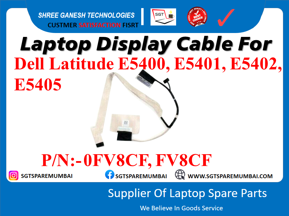 Laptop Display Cable For Dell Latitude E5400, E5401, E5402, E5405 P/N:-0FV8CF, FV8CF (AFTER 2019)