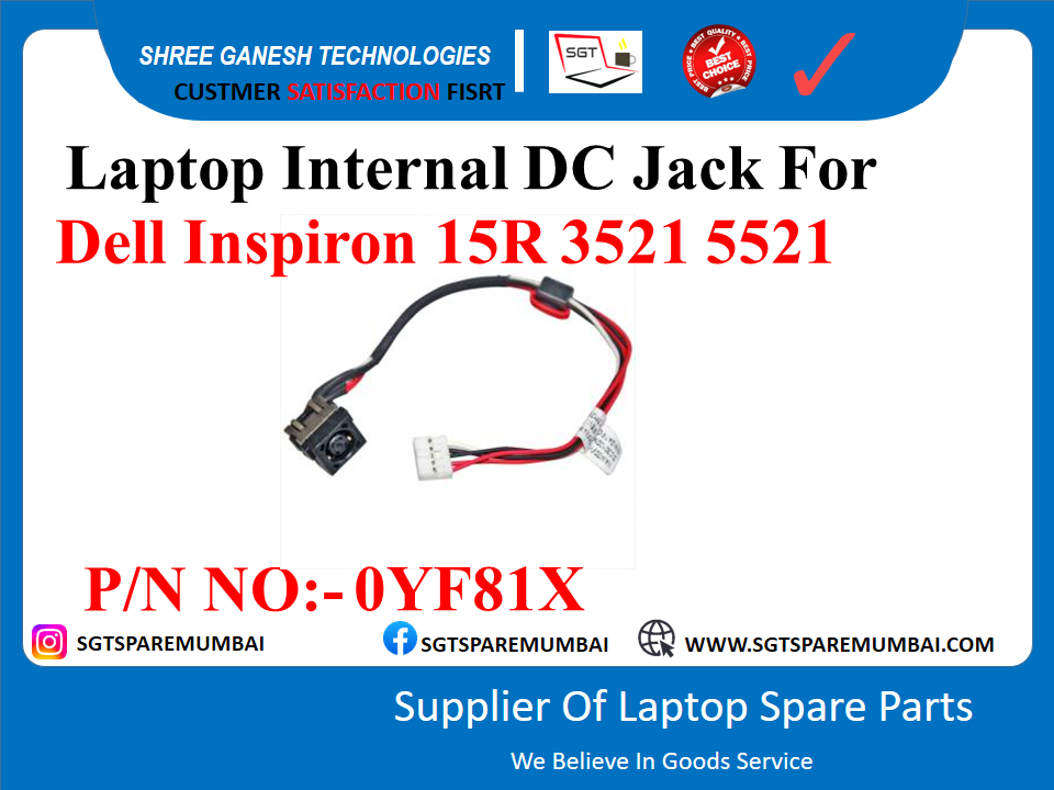 Laptop Internal DC Jack For Dell Inspiron 15R 3521 5521 3537 5537 LATITUDE 3540 (BEFORE 2021) P/N NO:- 0YF81X