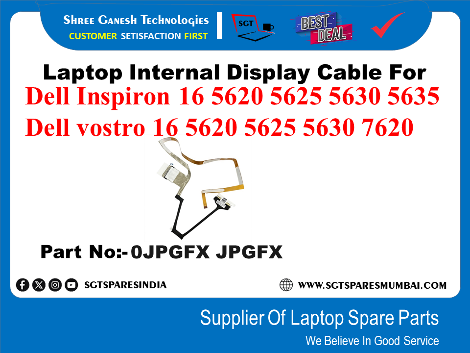 लैपटॉप आंतरिक डिस्प्ले केबल Dell Inspiron 16 5620 5625 5630 5635 Dell vostro 16 5620 5625 5630 7620 पार्ट नंबर:-OJPGFX JPGFX के लिए