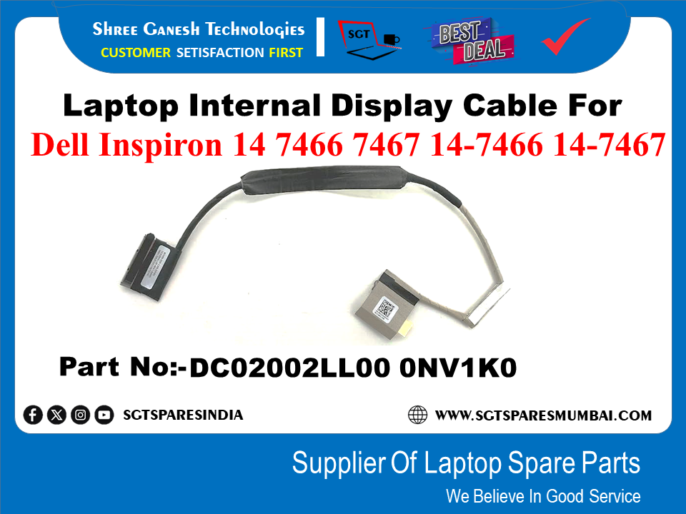 Dell Inspiron 14 7466 7467 14-7466 14-7467 के लिए लैपटॉप आंतरिक डिस्प्ले केबल पार्ट नंबर:-DC02002LL00 ONV1K0