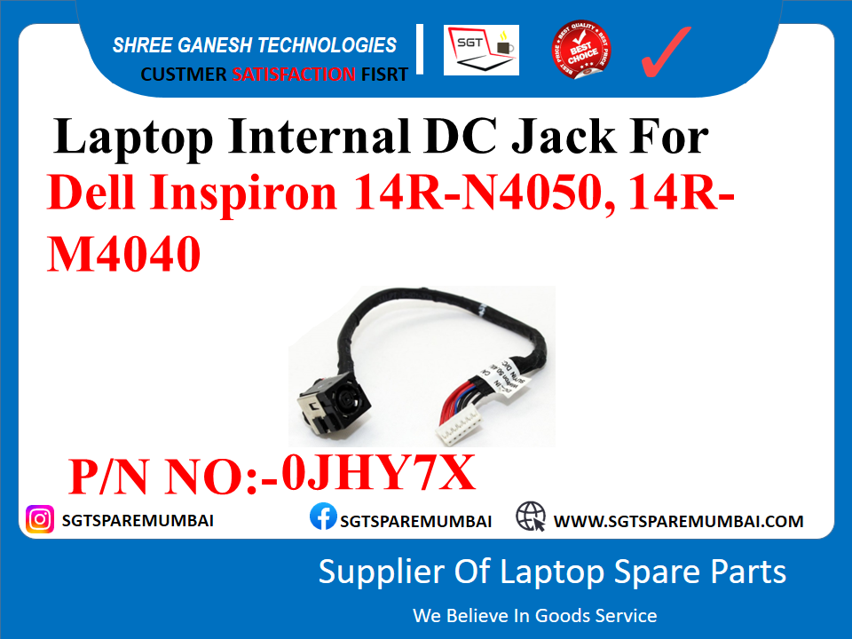 Laptop Internal DC Jack For Dell Inspiron 14R-N4050, 14R- M4040, M4010, P/N NO:-0JHY7X