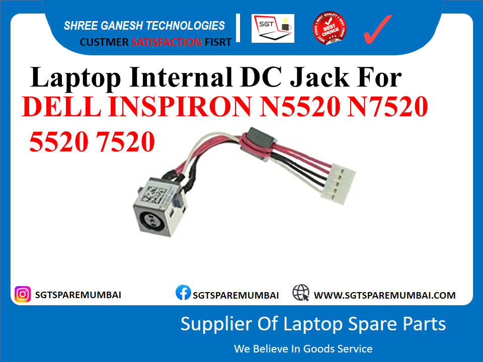 Laptop Internal DC Jack For DELL INSPIRON N5520 N7520 5520 7520 P/N NO:-DCJK0109