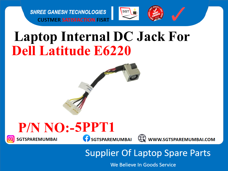 Dell Latitude E6220 рдХреЗ рд▓рд┐рдП рд▓реИрдкрдЯреЙрдк рдЗрдВрдЯрд░рдирд▓ DC рдЬреИрдХ P/N NO:-5PPT1