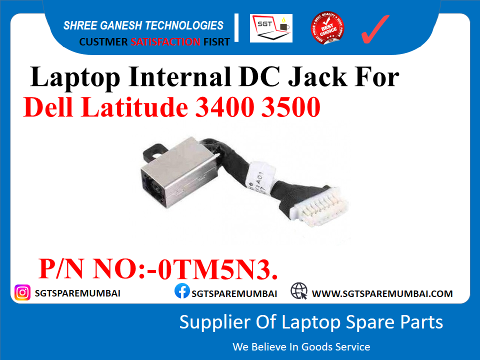 Laptop Internal DC Jack For Dell Latitude 3400, E3400, E3500, 3500 P/N NO:-0TM5N3.