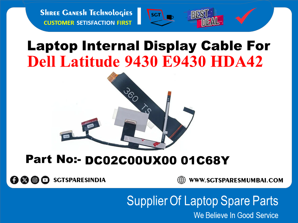 Dell Latitude 9430 E9430 HDA42 рдХреЗ рд▓рд┐рдП рд▓реИрдкрдЯреЙрдк рдЖрдВрддрд░рд┐рдХ рдбрд┐рд╕реНрдкреНрд▓реЗ рдХреЗрдмрд▓ рдкрд╛рд░реНрдЯ рдирдВрдмрд░:- DC02C00UX00 01C68Y