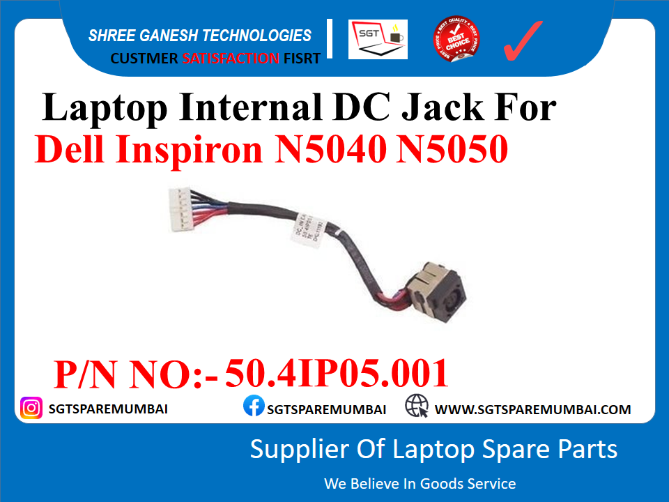 Laptop Internal DC Jack For Dell Inspiron N2520, 2520, 3520, N5040 N5050 P/N NO:-50.41P05.001