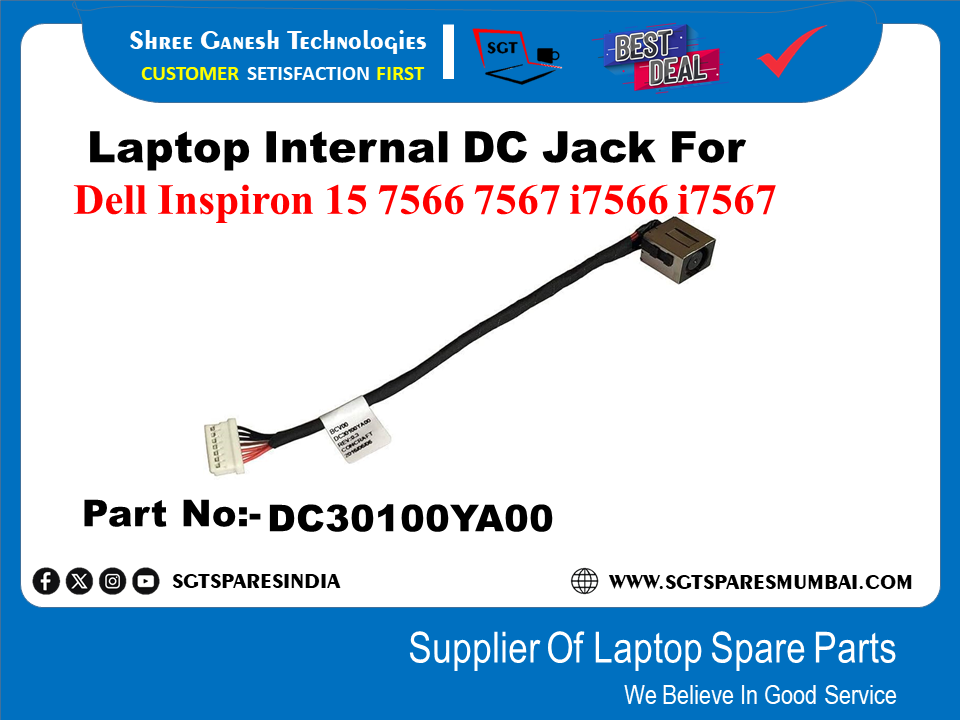 Laptop Internal DC Jack For Dell Inspiron 15 7566 7567 I7566 I7567 Part No:- DC30100YA00