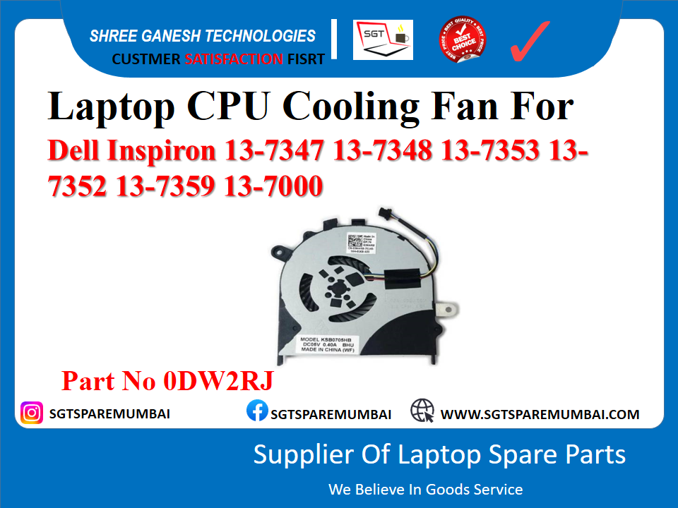 डेल इंस्पिरॉन के लिए लैपटॉप सीपीयू कूलिंग फैन 13-7347 13-7348 13-7353 13- 7352 13-7359 13-7000 पार्ट नंबर 0DW2RJ