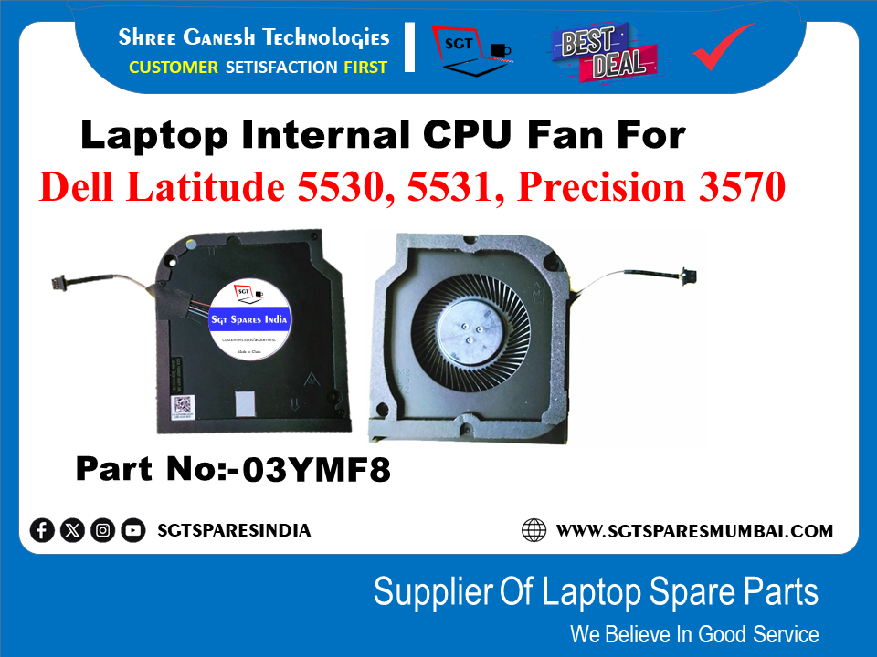 Laptop Internal CPU Fan For Dell Latitude 5530, 5531, Precision 3570 Part No:-03YMF8