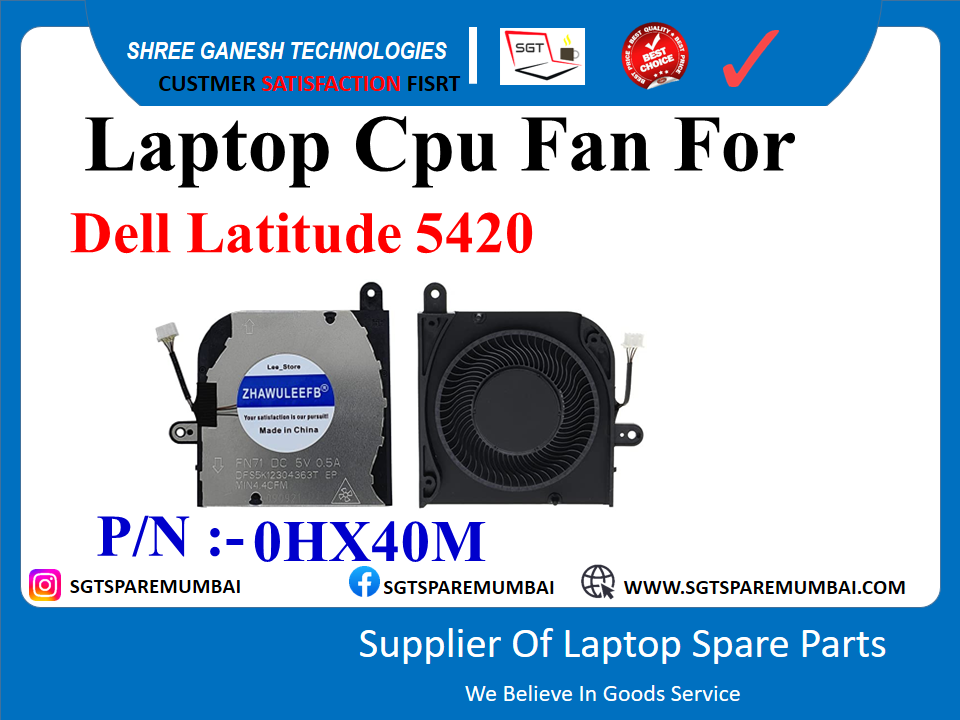 Laptop Cpu Fan For Dell Latitude 5420 P/N :- 0HX40M (new model after 2021)