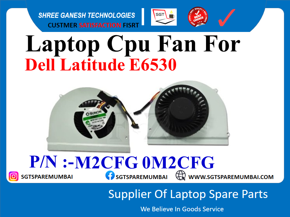 thumbnail image 2 of Dell Latitude E6530 CPU Cooling Fan – 4-Pin 2MK5J, 02MK5J, MF60120V1-C450-G9A 2 of 6
