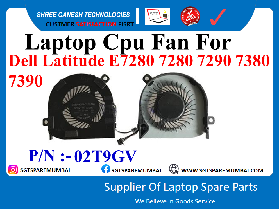 Laptop Cpu Fan For Dell Latitude E7280 7280 7290 7380 7390 P/N : - 02T9GV