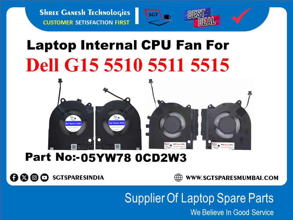 Laptop Internal CPU+GPU Fan For Dell G15 5510 5511 5515 Part No:-05YW78 0CD2W3