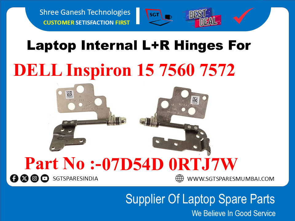 Laptop Internal L+R Hinges For DELL Inspiron 15 7560 7572 Part No :-07D54D 0RTJTW