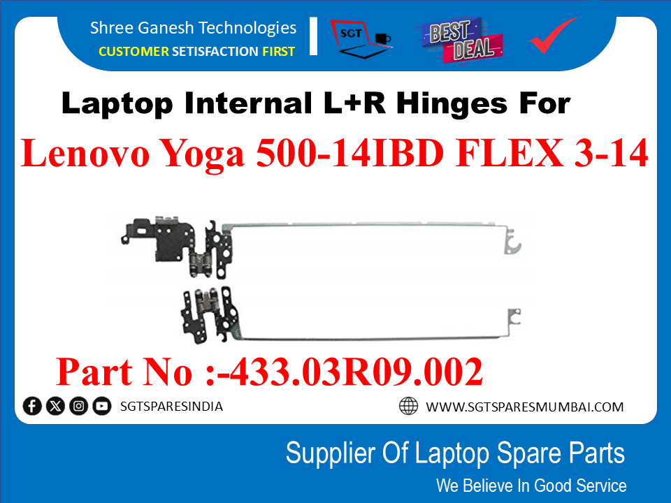 लेनोवो योगा 500-14IBD FLEX 3-14 पार्ट नंबर के लिए लैपटॉप आंतरिक L+R टिका:-433.03R09.002