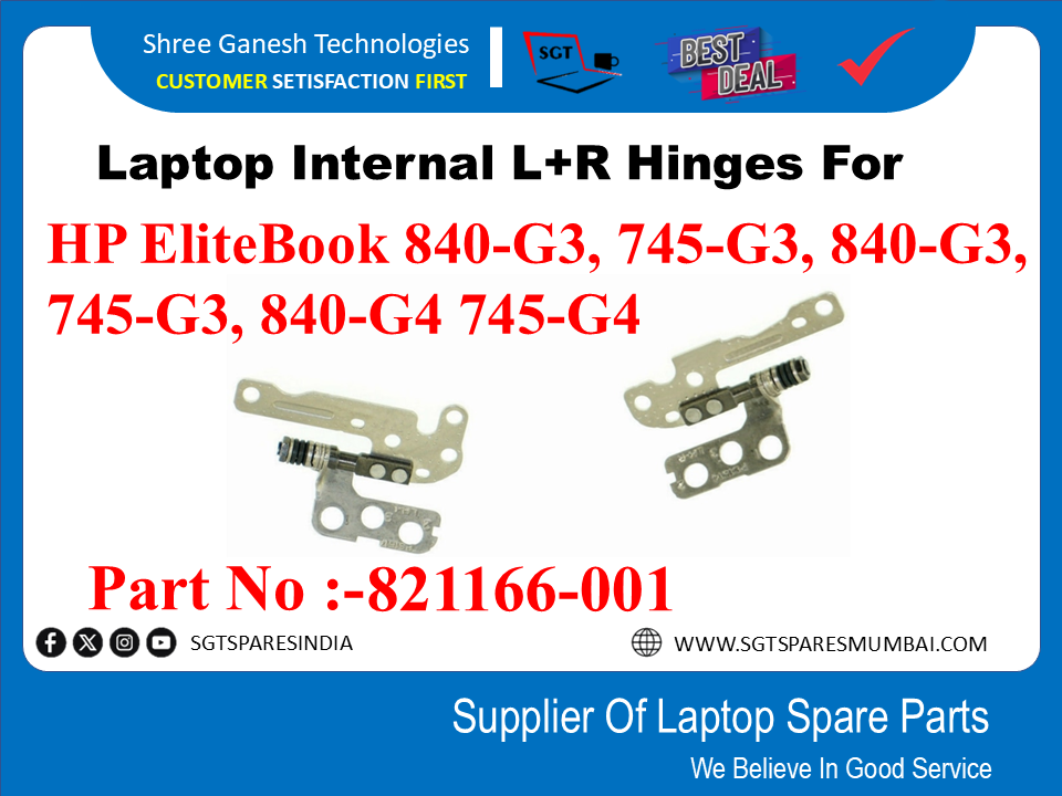 HP EliteBook 840-G3, 745-G3, 840-G3,745-G3, 840-G4 745-G4 पार्ट नंबर :-821166- 001 के लिए लैपटॉप इंटरनल L+R हिंज
