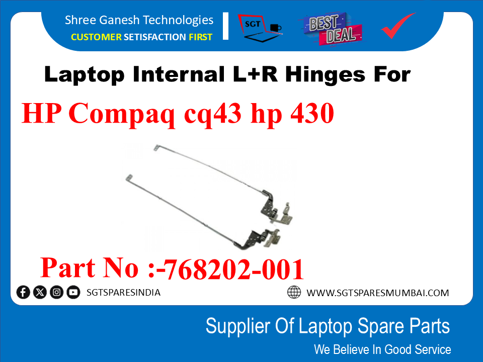 Laptop Internal L+R Hinges For HP Compag cq43 HP 430 Part No :-768202-001