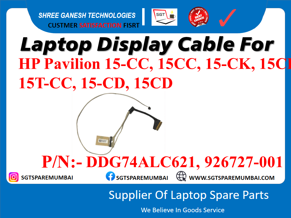 HP Pavilion 15-CC, 15CC, 15-CK, 15C 15T-CC, 15-CD, 15CD के लिए लैपटॉप डिस्प्ले केबल P/N: - DDG74ALC621, 926727-001