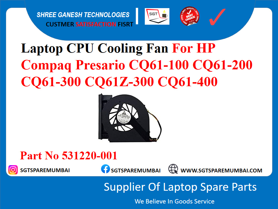 लैपटॉप CPU कूलिंग फैन HP कॉम्पैक प्रेसारियो CQ61-100 CQ61-200 CQ61-300 CQ61Z-300 CQ61-400 पार्ट नंबर 531220-001 के लिए