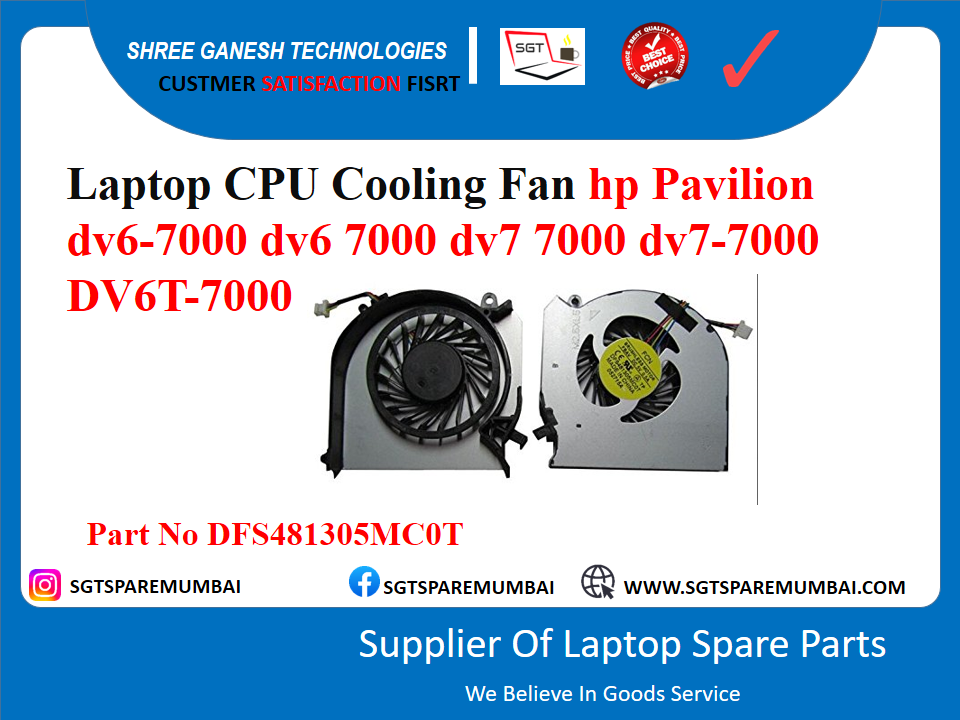 लैपटॉप सीपीयू कूलिंग फैन hp पैवेलियन dv6-7000 dv6 7000 dv7 7000 dv7-7000 DV6T-7000 पार्ट नंबर DFS481305MCOT