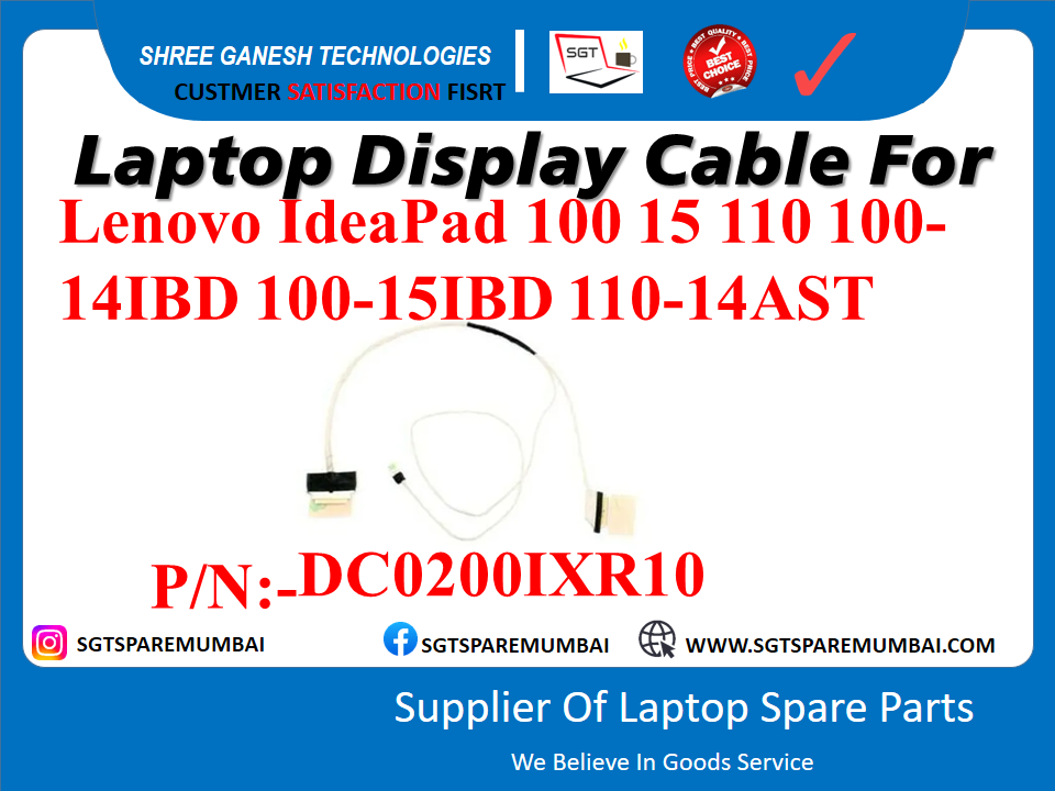 Laptop Display Cable For Lenovo IdeaPad 100-15, 110-14IBD, 100-14IBD, 100-15IBD, 110-14AST p/N :-DC02001XR1O