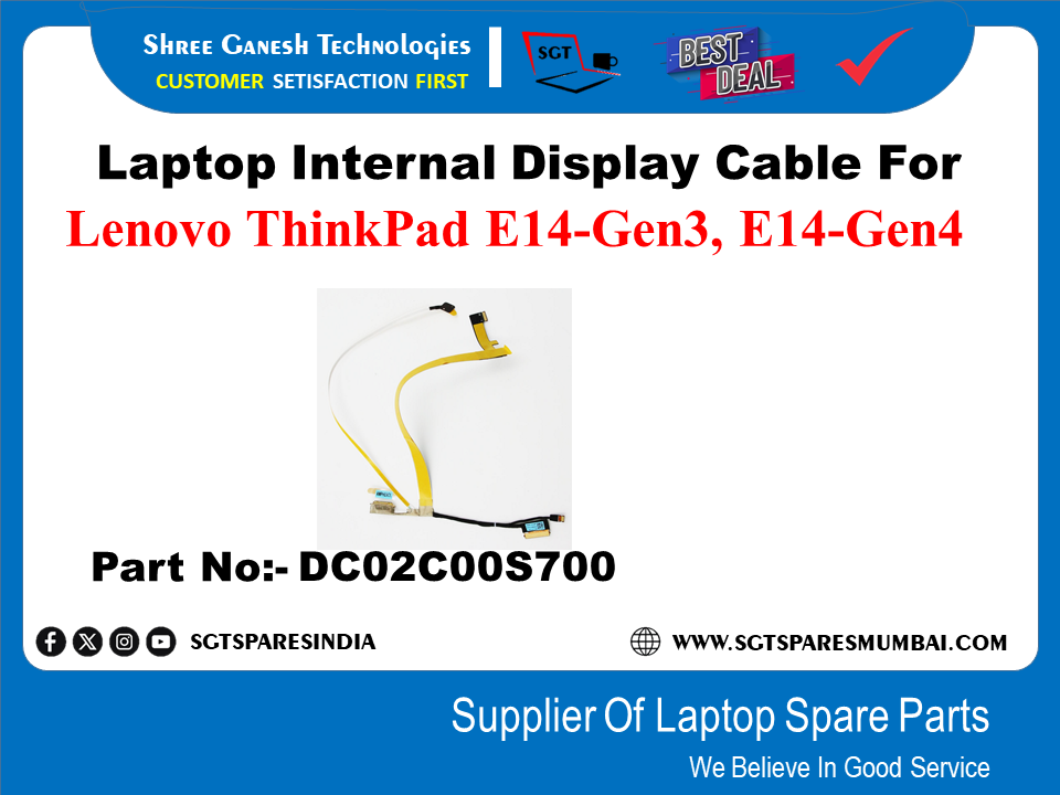 Laptop Internal Display Cable For Lenovo ThinkPad E14-Gen2, E14-Gen3, E14-Gen4 Part No:- DC02C00S700