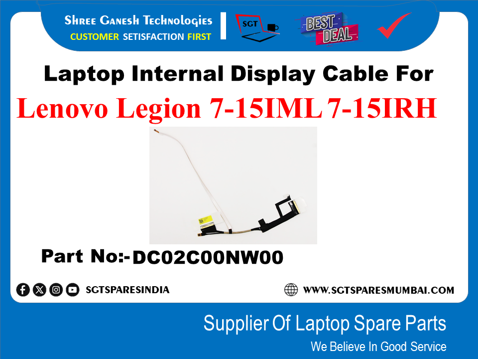 Laptop Internal Display Cable For Lenovo Legion 7-15iML 7-15IRH Part No:- DC02C00NW00