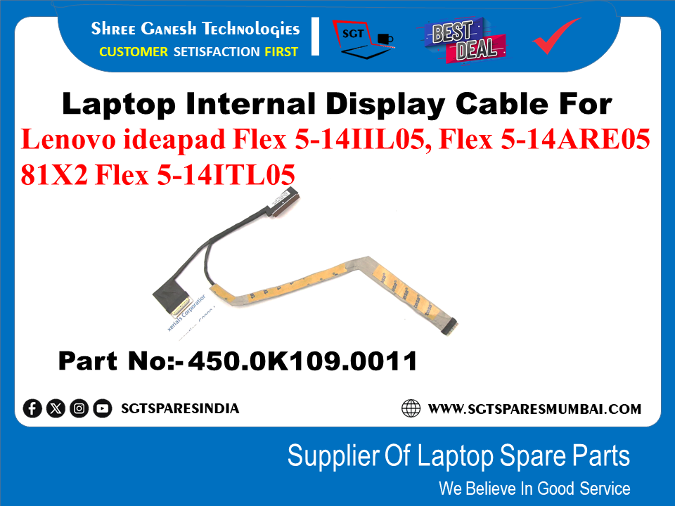 Laptop Internal Display Cable For Lenovo ideapad Flex 5-14IIL05, Flex 5-14ARE05 81X2 Flex 5-14/TL.05 Part No:-450.0K109.0011