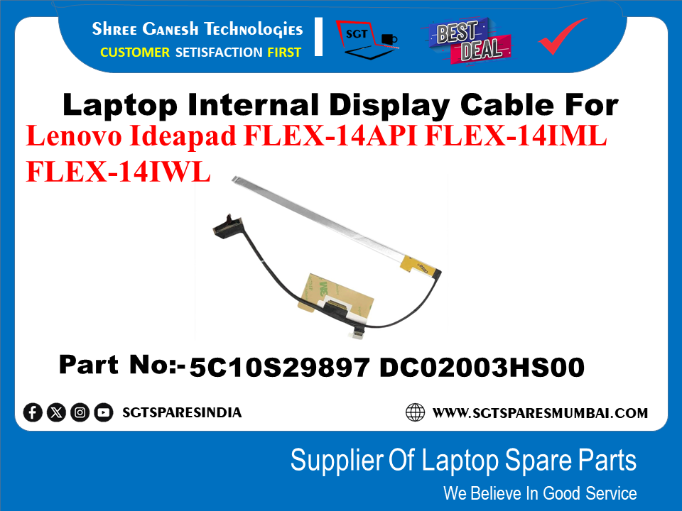 Laptop Internal Display Cable For Lenovo Ideapad FLEX-14API FLEX-14IML FLEX-14IWL Part No:- 5C10S29897 DC02003HS00