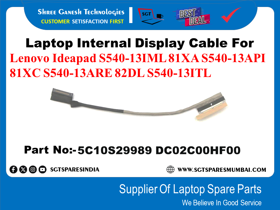 Laptop Internal Display Cable For Lenovo Ideapad S540-13IML81XA S540-13API 81XC S540-13ARE 82DL S540-13ITL Part No:-5C10S29989 DC02C00HF00