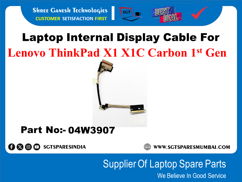 Laptop Internal Display Cable For Lenovo ThinkPad X1 X1C Carbon 1ST Gen Part No:-04W3907