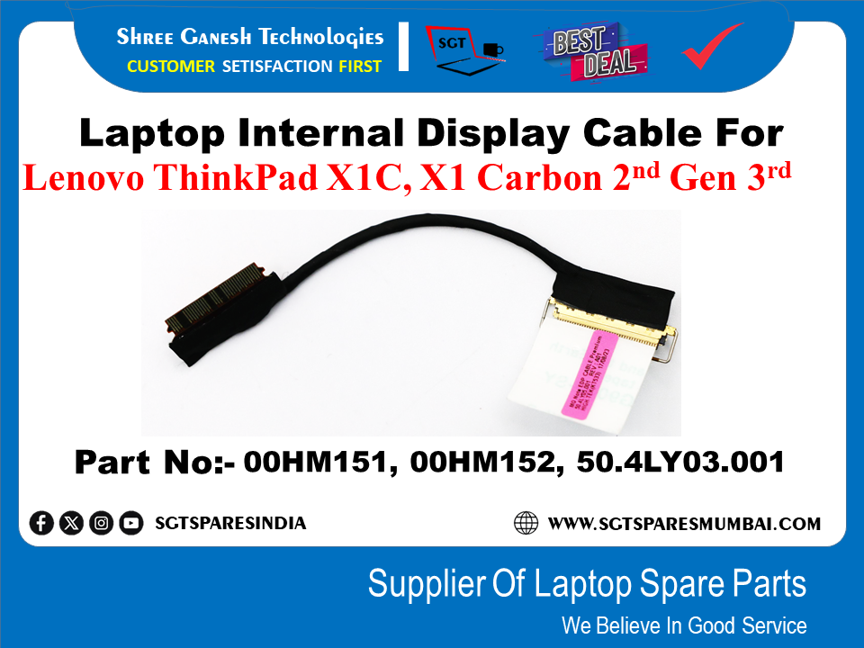 Laptop Internal Display Cable For Lenovo ThinkPad X1C, X1 Carbon 2ND &3RD Gen Part OOHM152, 50.4LY03.001