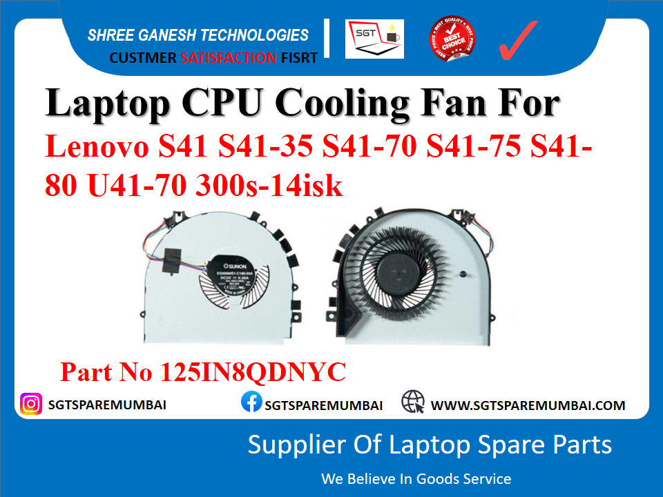 लैपटॉप CPU कूलिंग फैन Lenovo S41 S41-35 S41-70 S41-75 S41- 80 U41-70 300s-14isk पार्ट नंबर 125IN8QDNYC के लिए