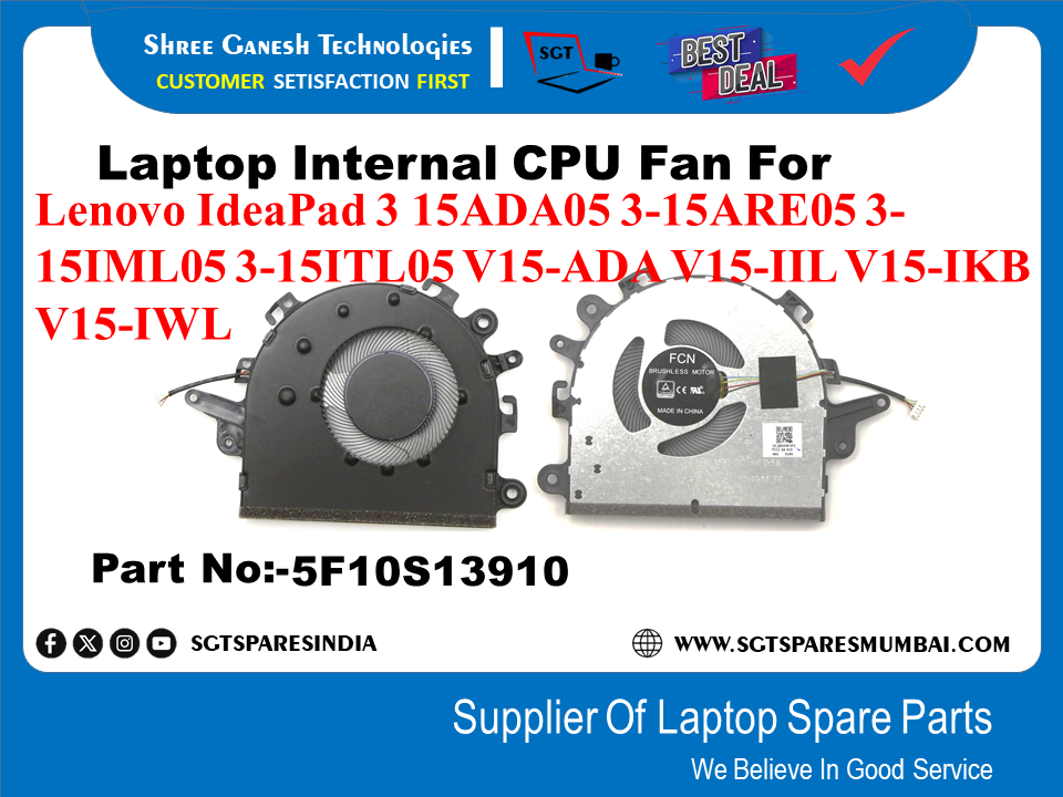 Laptop Internal CPU Fan For Lenovo IdeaPad 3 15ADA05 3-15ARE05 3- 15IML05 3-151TL05 V15-ADA V15-IIL V15-IKB V15-IWL Part No:-5F10S13910